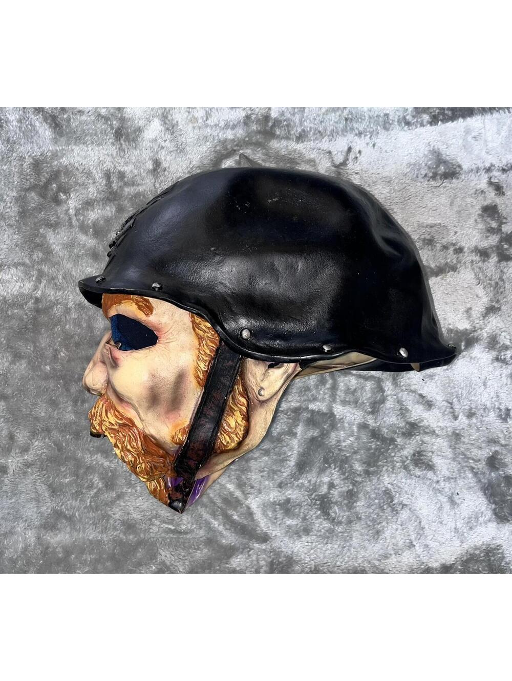 RARE VIKING 2005 Halloween Rubber Biker Helmet Mask Skull Flames Scary